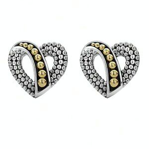 Fashionable & Elegant 18K Gold Plated Stainless Steel Heart Shaped Stud Earrings